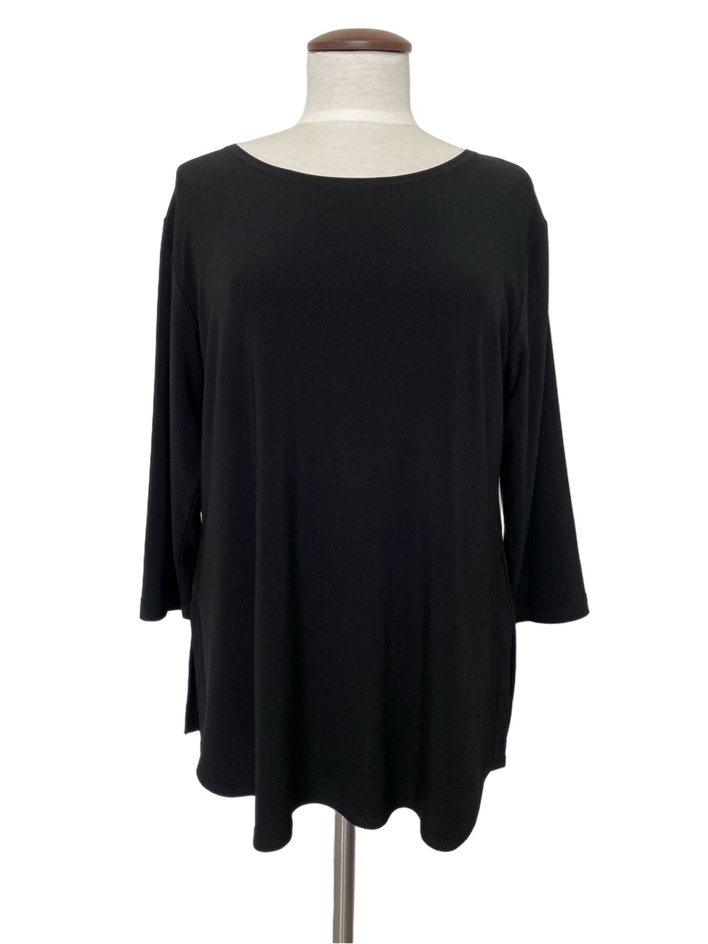 Sympli Jersey Tunic Top 3/4 Sleeve Black Stretch Size 14
